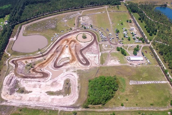 An aerial overview of the WW Motocross Park track at Jacksonville, Florida when the 2017 Monster Energy MCGP of the USA will be held
